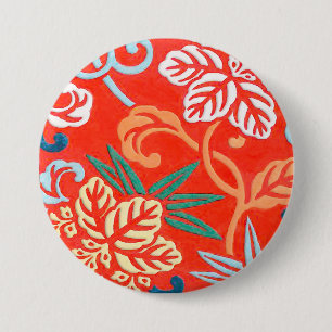 Japanse brocade - rood en wit ronde button 7,6 cm