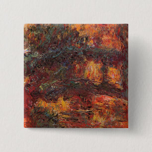 Japanse brug - Claude Monet - c1920 Vierkante Button 5,1 Cm