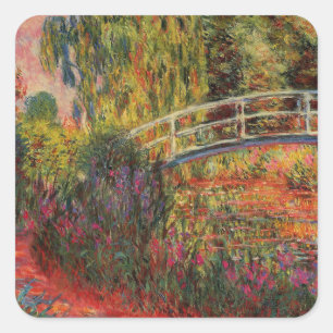  Japanse brug Claude Monet Vierkante Sticker