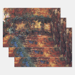 Japanse Brug door Claude Monet, Vintage Fine Art Inpakpapier Vel