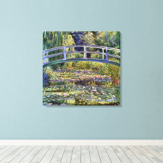Japanse Brug en waterLily Pond Canvas Afdruk (Insitu (Houten vloer))