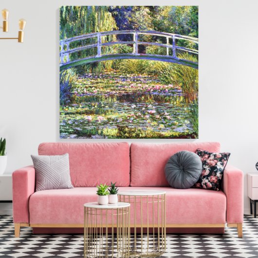 Japanse Brug en waterLily Pond Canvas Afdruk (Insitu (Woonkamer))