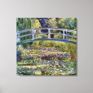 Japanse Brug en waterLily Pond Canvas Afdruk