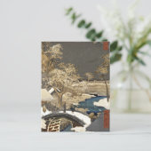 Japanse brug in de sneeuw briefkaart (Staand voorkant)