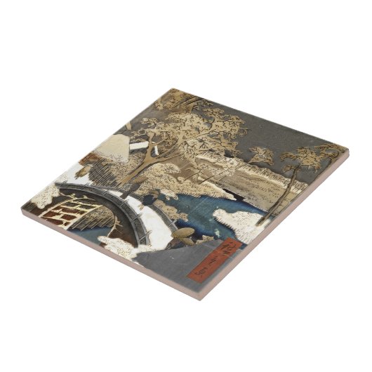 Japanse brug in de sneeuw tegeltje (Zijkant)