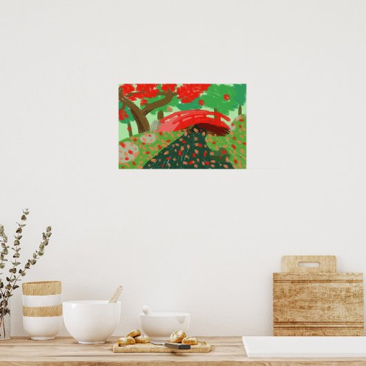 Japanse brug onder Maple Poster (Keuken)