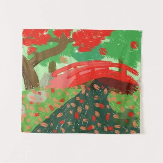 Japanse brug onder Maple Wandkleed (Voorkant (horizontaal))