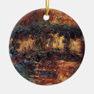 Japanse Brug van Claude Monet, Vintage Fine Art Keramisch Ornament