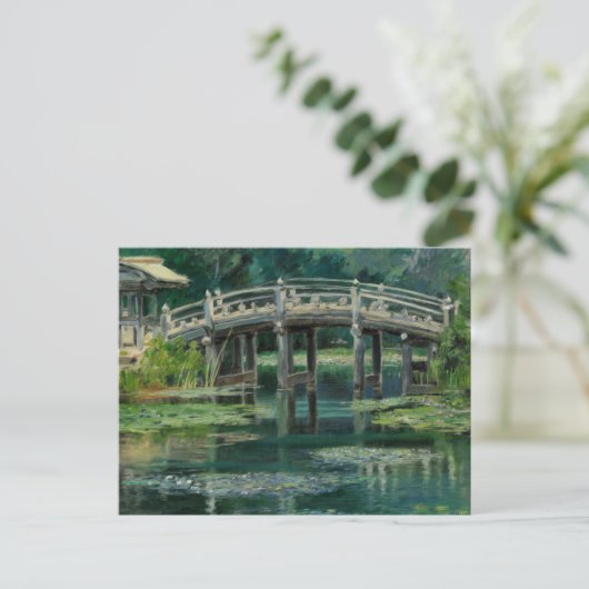 Japanse brug water lelies Claude Monet stijl Briefkaart (Staand voorkant)