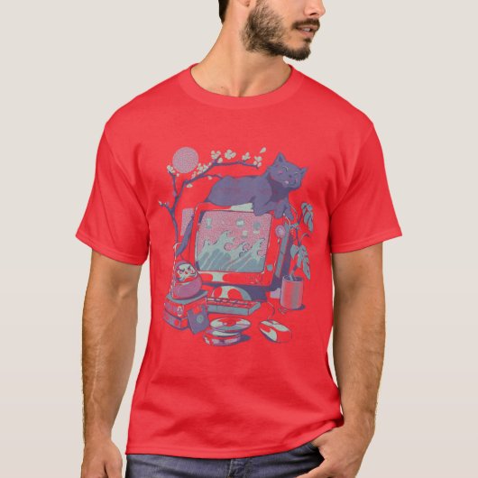 Japanse Bureaublad grappig grappig T-shirt (Voorkant)