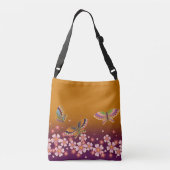 Japanse Butterflies Amid Sakura Blossom Gold Crossbody Tas (Achterkant)
