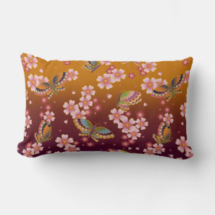 Japanse Butterflies Amid Sakura Blossom Gold Kussen