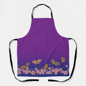 Japanse Butterflies Amid Sakura Blossom Paars Schort (Voorkant)