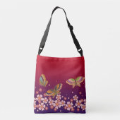 Japanse Butterflies Amid Sakura Blossom Red Crossbody Tas (Achterkant)