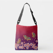 Japanse Butterflies Amid Sakura Blossom Red Crossbody Tas (Voorkant)
