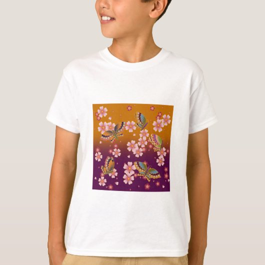 Japanse Butterflies Amid Sakura Blossom T-shirt (Voorkant)