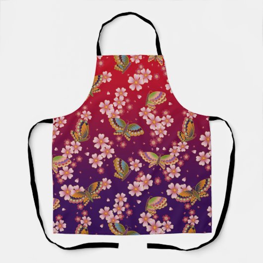 Japanse Butterflies Amid Sakura Shower Red Schort (Voorkant)