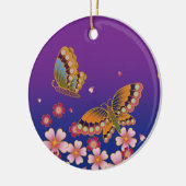 Japanse Butterflies Blue en Paars gepersonaliseerd Keramisch Ornament (Links)