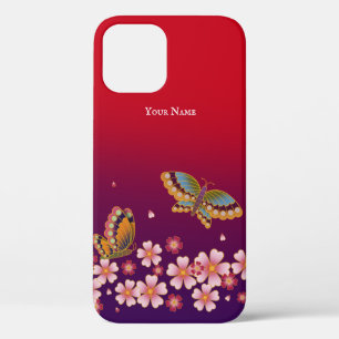 Japanse Butterflies Sakura Blossom gepersonaliseer Case-Mate iPhone Case