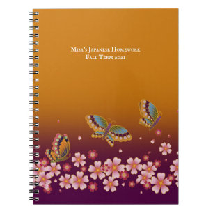 Japanse Butterflies Sakura Blossom gepersonaliseer Notitieboek