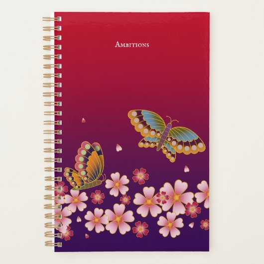 Japanse Butterflies Sakura Blossom gepersonaliseer Planner (Voorkant)