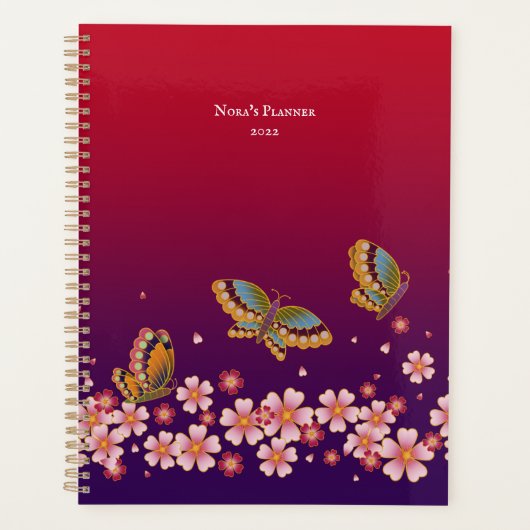 Japanse Butterflies Sakura Blossom gepersonaliseer Planner (Voorkant)