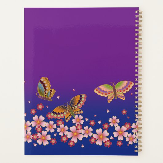 Japanse Butterflies Sakura Blossom gepersonaliseer Planner (Achterkant)