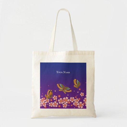 Japanse Butterflies Sakura Blossom gepersonaliseer Tote Bag (Voorkant)