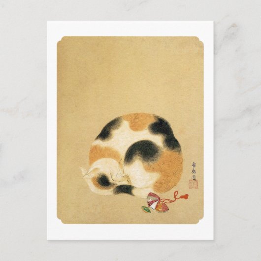 Japanse Calico-kat, Hanabusa Itchō Briefkaart (Voorkant)