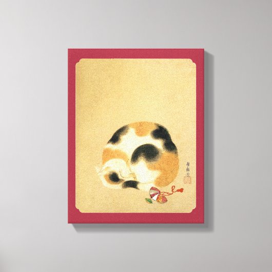 Japanse Calico-kat, Hanabusa Itchō Canvas Afdruk (Voorkant)