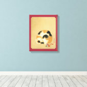 Japanse Calico-kat, Hanabusa Itchō Canvas Afdruk (Insitu (Houten vloer))