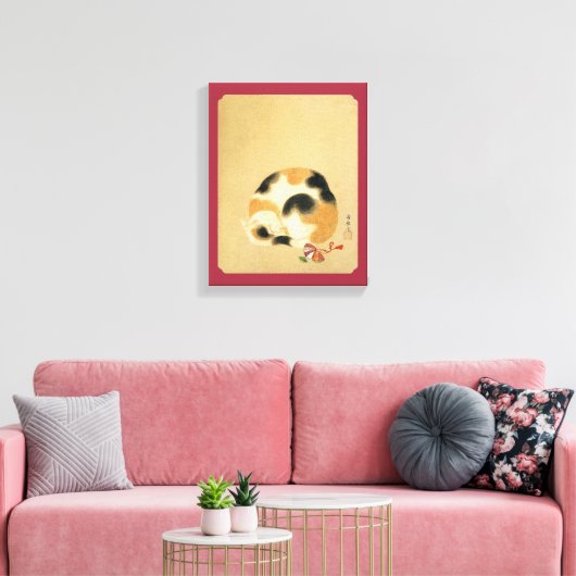 Japanse Calico-kat, Hanabusa Itchō Canvas Afdruk (Insitu (Woonkamer))