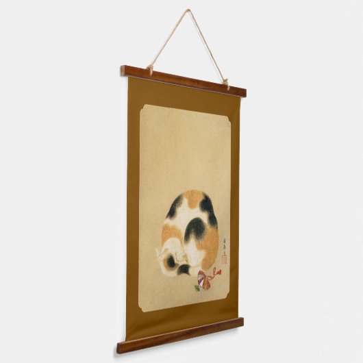 Japanse Calico-kat, Hanabusa Itchō Hangend Wandkleed (Gebogen)