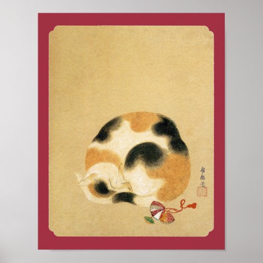 Japanse Calico-kat, Hanabusa Itchō Poster (Voorkant)