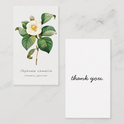  Japanse Camellia Botanische Dank u kaart Visitekaartje (Voorkant / Achterkant)