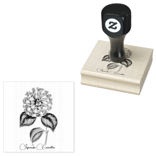 Japanse Camellia Flowers Rubber Stamp Rubberstempel (Gestempeld)