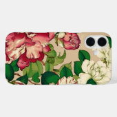 Japanse Camellias. Diep roze op beige Case-Mate iPhone Case (Achterkant (horizontaal))