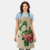 Japanse Camellias. Diep roze op beige Schort (Gedragen)