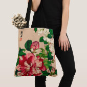  Japanse Camellias. Diep roze op beige Tote Bag (Dichtbij)
