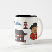 japanse capibara-Mok | Schattige esthetisch koffie Tweekleurige Koffiemok (Voorkant rechts)