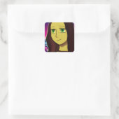Japanse Cartoon Comic Style Mona Lisa Japan Vierkante Sticker (Tas)