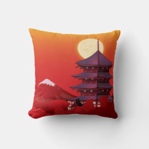 Japanse cartoon voor landschapsreizen kussen
