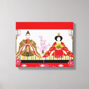 Japanse charme∣hina poppen – viering van meisjes' canvas afdruk