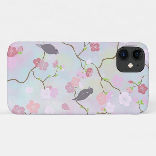 Japanse Cherry Blossom & Birds | iPhone Case (Achterkant (horizontaal))