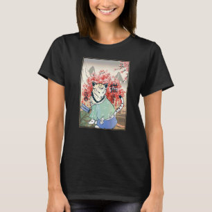 Japanse Cherry Blossom Cute Ancient Japanse kat T-shirt
