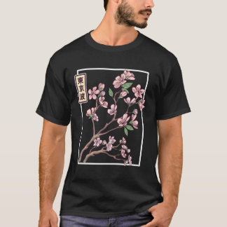 Japanse Cherry Blossom Drawn Flower minimalistisch T-shirt
