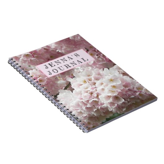 Japanse Cherry Blossom - gepersonaliseerde Floral Notitieboek (Rechterzijde)