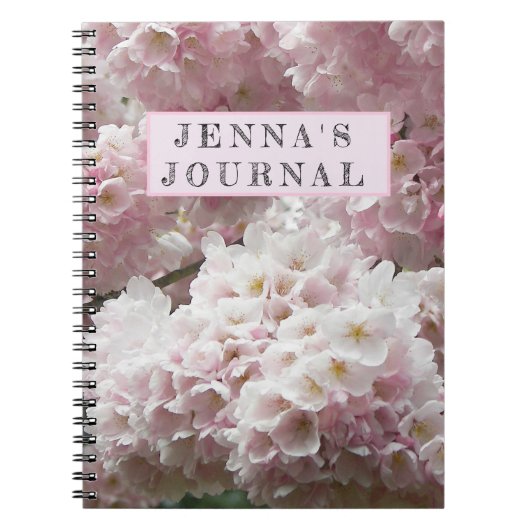 Japanse Cherry Blossom - gepersonaliseerde Floral Notitieboek (Voorkant)