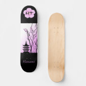 Japanse Cherry Blossom Monogrammed Skateboard (Voorkant)