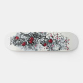 Japanse Cherry Blossom Moon Roos Skull Skateboard (Horizontaal)